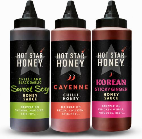 Hot Star Honey Asian Sauce Gift Set - Sweet Soy Cayenne BBQ - 1030g