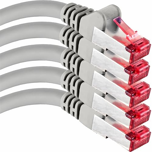 1aTTack.de Cat6 network cable 5x 0.5m CAT6 - shielding SFTP - CAT.6 RJ45 patch cable Ethernet cable DSL LAN router switch modem patch panel - gray - 5 pieces