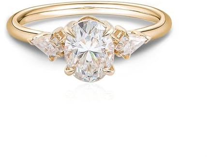 Epinki Gelbgold 585 14K Ring, Klassiker Eheringe mit Moissanit 2ct I-J Ovalschliff, Au585 Gold Freundschaftsringe Pärchen Ringe Damen Echt Schmuck, Individuelle Größen