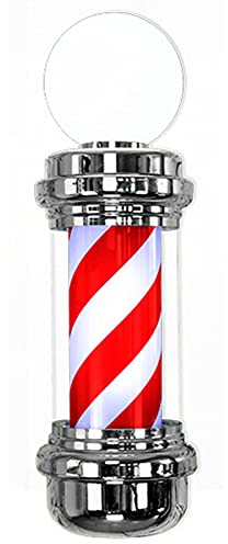 Lámpara LED para Letrero de peluquería con Poste de Peluquero, iluminación montada en la Pared, giratoria, Resistente al Agua, Rayas Rojas y Blancas, Adecuada para Salones de Belleza y barbería, Roj