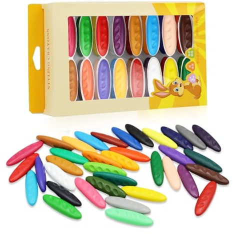 KASURE 36 Stk Erdnuss Wachsmalstifte, Wachsmalstifte Schule 1. Klasse, Waschbar Ungiftige Malstifte ab 3 Jahr, Leicht zu Halten Crayons für Kindergraffiti, Bastelarbeiten und Malen (36 Farben)