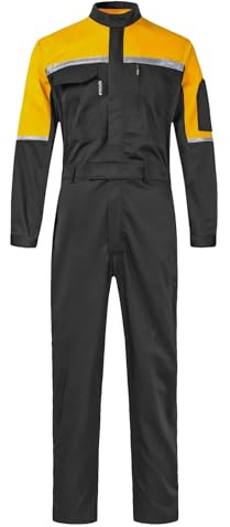 KTWOLEN Tuta da Lavoro Meccanico Uomo Riflettente Tuta Intera da Lavoro per Carrozzeria Completo Divisa Tute da Lavoro Unisex Agricoltura Abbigliamento da Lavoro, Nero, M