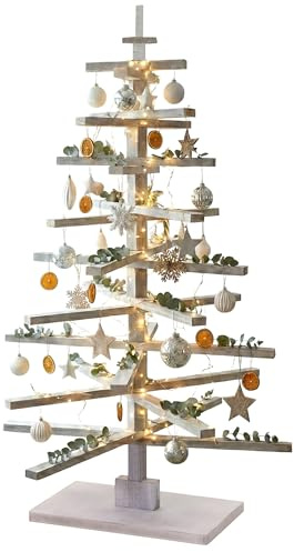Mendler Deko-Weihnachtsbaum HWC-H77 verstellbar 130x82x82cm Tanne - weiß | 3D-Christbaum, Weihnachtsdekoration, Shabby-Look, Tanne Holz