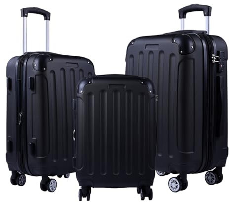 3er Kofferset - Robuste ABS- Hartschalenkoffer, TSA-Zahlenschloss, erweiterbare Kapazität - in M, L, XL - Eckenschutz, 360° drehbare, leise Doppelräder & Teleskopgriff, Handgepäcktauglich & stapelbar