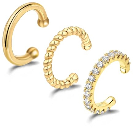 COYUN 3 Pièces Ear Cuff pour Femme Faux Piercing Oreille Réglables Boucle Oreille Sans Trou Non Piercing Helix Cartilage Manchette Oreille Femme Avec pochette en velours