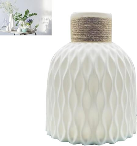 Florero Moderno Decoración del Hogar, Flores Decorativas Estante Decoración Florero Estilo Minimalista Florero Ondulado Florero para Mesas Centros De Mesa Decoración del Hogar (Blanca)