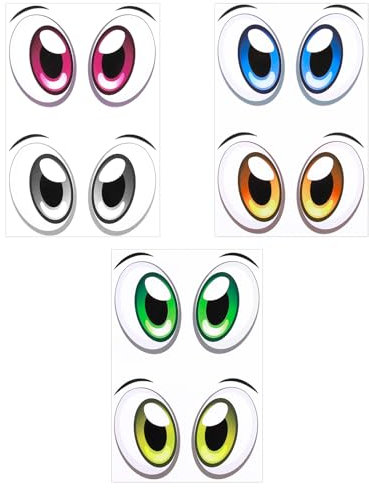 3 Stück Aufkleber Augen, Wasserdichte Klebeaugen Selbstklebend für Mähroboter Saugroboter Geräte, PVC Dekorative Lustige Aufkleber für Auto Staubsauger Haushaltsgeräte Innen und Außenbereich