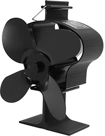 Jeffergarden 4 Blades Heat Powered Stove 4 Blades Heat Powered Stove Fan, 4 Fan High Temperature Self Starting Fireplace Black Diameter 152mm LT381 Crown