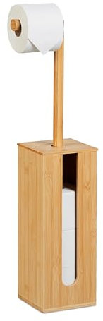 Relaxdays Support pour Le Papier Toilette, pour 5 Rouleaux en Tout, en Bambou, H x L x P : 72 x 20 x 15 cm, Nature