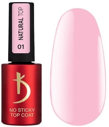 K Professional No Wipe Top Coat Gel - Natural Top Coat Pastel Rose Gel Polish UV LED Soak Off - Nagellack Überlack Langanhaltender Nägel Gellack 7 ml
