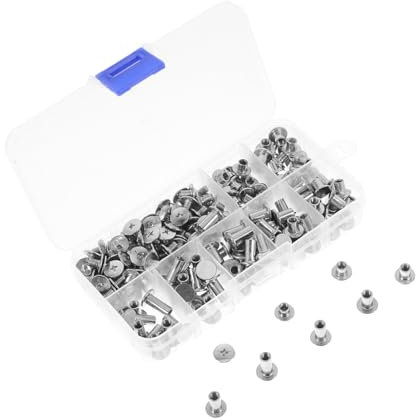 Gadpiparty 120ensembles Vis De Reliure Acier Au Kit Écrous à Rivets Vis De Reliure Rivets Pour Cuir Boutons De Rivets Attaches Pour Cuir Vis De Barils De Pour