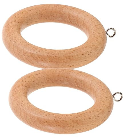 GETAJGHSD 2pezzi Rondelle Legno per Tende da Anelli Circolari per Tende da Bagno Faggio