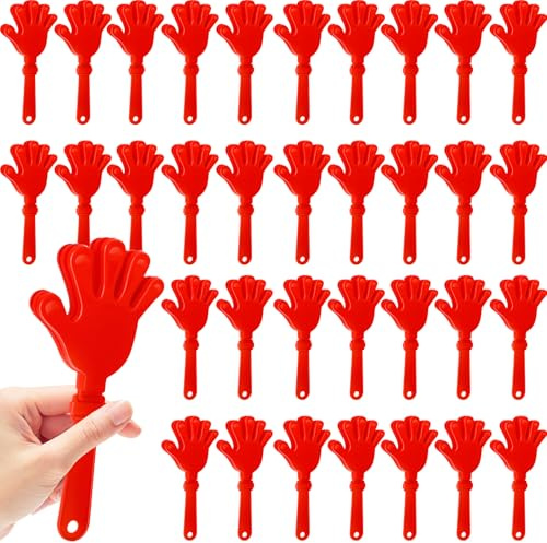 36 Pcs Hand Clappers for Sporting Events Loud Plastic Noisemakers for Football Basketball Baseball Fans(Red)