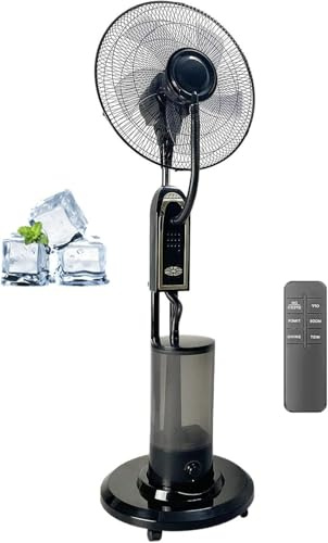 Pedestal Oscillating Misting Fan, High-Velocity 3-Speed Waterproof Tilting Fan for Outdoor Patio Cooling