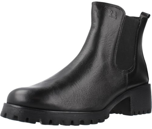 24 HRS - Botines Chelsea de Piel 24 HRS 26568 Mist Negro - Plataforma y Tacón Ancho - Cuero para: Mujer Color: Mist Negro Talla: 38