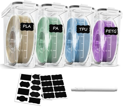 Wiseten 4 Stücke Aufbewahrungsbox für 3D Drucker Filament | Behälter für 3D-Druck-Filamente zum Verschließen und Schützen, Tragbare Filamentaufbewahrung Wasser- und Staubdicht, 4,0L