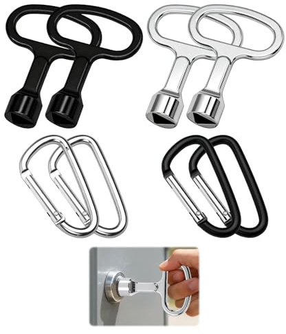 4Pcs Meter Box Key with 4Pcs Keychain Gas Meter Box Key Metal Triangle Key Gas Box Key Bin Key Triangle Key for Gas Water Electric Meter Box Cabinet and Gas Box Access(Silver&Black)