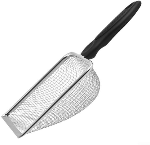 Jotekonoby Tamiz de tierra para jardín, para abono, rocas, tamiz de suciedad, pala con mango (2 mm)