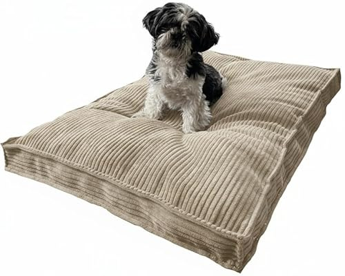 Extrasen Hundebett Hundekissen Cord Große Hunde Waschbar Abriebfest 100 x 70 cm Ecru XXL