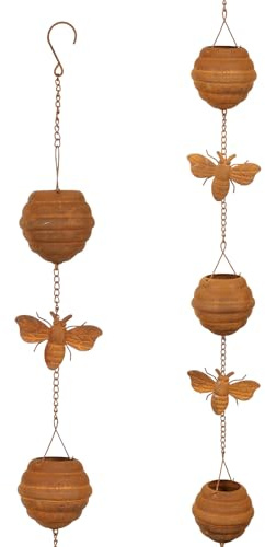 Fyeme Regenkette Metall Langlebig Retro Schön Regenkette Ablaufkette Regenablaufkette für Fensterbänke Bäume Dachtraufen Balken für Gartenliebhaber Wasserverteiler für Den Außenbereich (Gold)