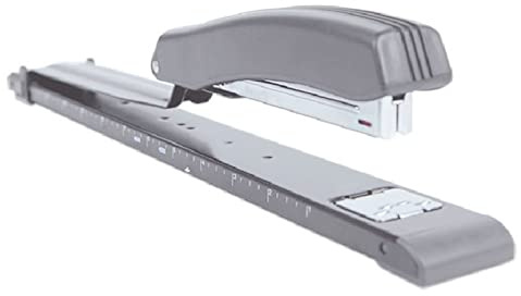 CHEOTIME Agrafeuse longue distance, agrafeuses standard à bras long avec règle intégrée et guide de papier de verrouillage réglable Vernier pour livret ou reliure de livres, bureau
