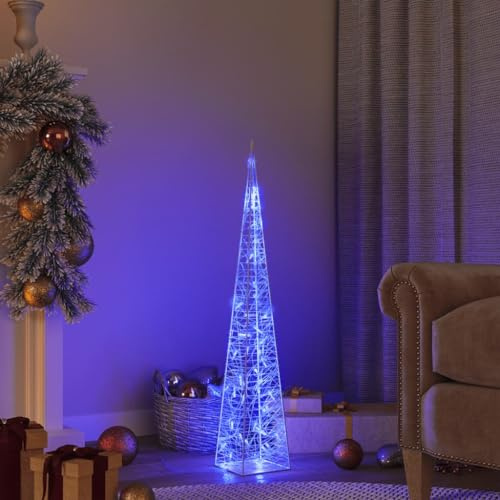 ACAGALA LED Pyramide Lichterkegel, 90 cm Beleuchtung für Weihnachten innen außen, Acryl Deko Pyramide Weihnachtsdeko Beleuchtet Licht Kegel, Blau Weihnachtsbeleuchtung mit 8 Lichtprogrammen