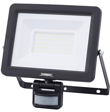 ZHONGFA LED Floodlight LED Security Lights Outdoor Motion Sensor (50W) | PC Material IP65 level of water resistance, IK07 level of protection garden garage outside wall lights mains powered