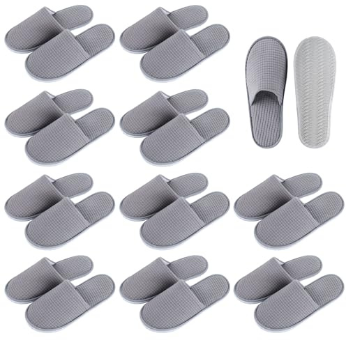 BORDEAG Gästtofflor, 10 par hotelltofflor, spa-tofflorset, gästtofflor, 7 mm badtofflor, frottétofflor, hotelltofflor för inomhus och utomhus, för hem, sovrum, hotell, storlekar 38–44