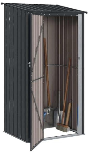 vidaXL Cobertizos de jardín Antracita 103 x 86 x 200 cm Metal, Cobertizo Rectangular para jardín y terraza, Resistente a la Intemperie, Espacio Amplio para Herramientas y más