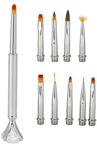 Hiraith Nail Art Penna Carving Ritset UV Gel Penna för Professionell Nagelsalong, Mjukt Borsthår, Ergonomisk Design, Rose Gold (Silver)