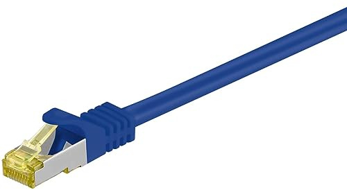 Goobay 92676 Lan Kabel 3meter doppelt geschirmt S-FTP - Netzwerkkabel CAT 7 Kabel 3m - LAN Kabel CAT 7 mit 10 Gigabit - RJ-45 Stecker - Blau