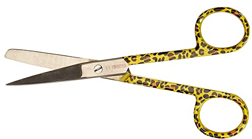 GiMa 20531 Ciseaux Rette Embouts Alterne, Fantaisie Léopard, 14 cm