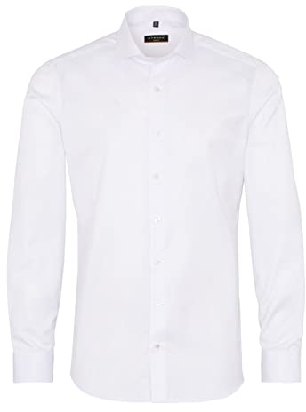 eterna Langarm Hemd Slim FIT Twill unifarben W41 Langarm Weiß