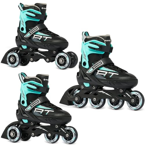 RAVEN Profession 3in1 Inlineskates Triskates Rollschuhe Inliner für Kinder und Erwachsene verstellbar