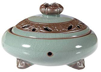 lachineuse - Encensoir Fleur de Lotus - Brûle Encens Charbon - en Céramique - Décoration Asiatique Intérieur - Objet Décoration Esotérisme - Support Porte Encens - Idée Cadeau Chine Japon Asie