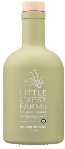 Heirloom EVOO from Little Gypsy Farms | Extra Virgin Olive Oil from a Single Estate in Greece | First Cold-Pressed | High Polyphenols & Amino Acids | NYIOOC Award Winner | 350ml