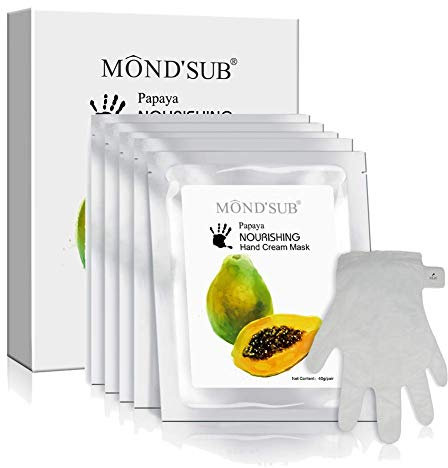 5 paires Gants hydratantes - Masques naturels et d'origine papaye hydratante pour les mains pour les mains sèches -Profondément Gants Brigthening et hydratantes ramollir les peaux sèches