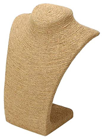 HomeDecTime Support De Présentoir De Bijoux De Mannequin De Buste D'affichage De Collier, Lin, 3 Tailles - Kaki, S