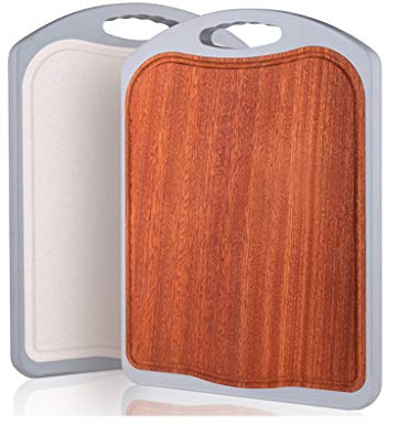 Tabla de Cortar Multifunción de Doble Cara de Fibra de Trigo de ébano, Madera Entera Sin Agrietarse,Tabla para Picar de Cocina Antideslizante para Cortar Verduras, Frutas Y Carne