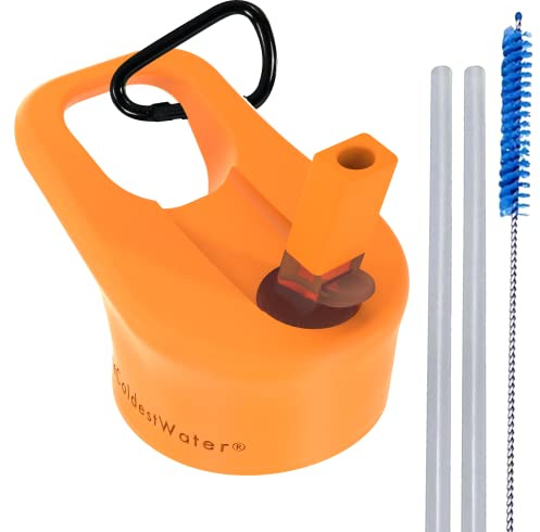 The Coldest Water Insulated Wide Mouth Size 2.0 - Sports Straw Cap Flip Top Lid - Multi-Compatible with Wide Flask Mouth Size Stainless Steel Water Bottles (Jupiter Orange)