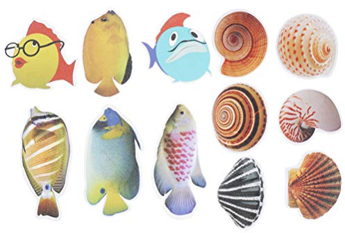 Angoily 12 Stücke Anti Rutsch Aufkleber selbstklebend Badewanne Sticker Meertier Fisch Muster Anti-Rutsch Sticker rutschfest Wannenauflagen für Badezimmer Dusche Bad Pools Kinder Sicherheit