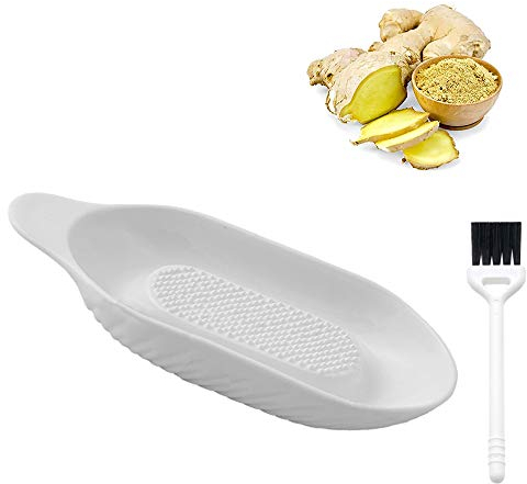 Grattugia in Ceramica, Grattugia in Porcellana, Grattugia per Frutta e Verdura con Spazzola per la Pulizia, per Zenzero, Aglio, Spezie, Carote, Alimenti per Bambini, Spezie (Bianco)