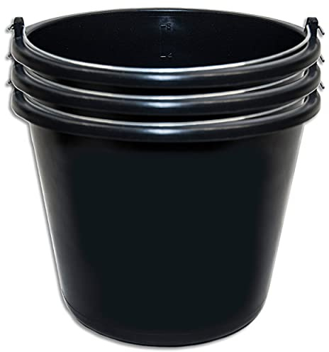 Wohnkult 3-Pack Stella Bucket - 5L Black Construction Bucket with Secure Metal Handle and Reinforced Base