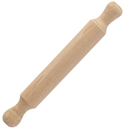 Wooden Rolling Pin for Baking (40 X 4 CM) with Profiled Palm Supporting Edges - Wood Dough for Fondant, Pie Crust, Cookie, Pastry, Dough - Professional Standard Rolling Pins