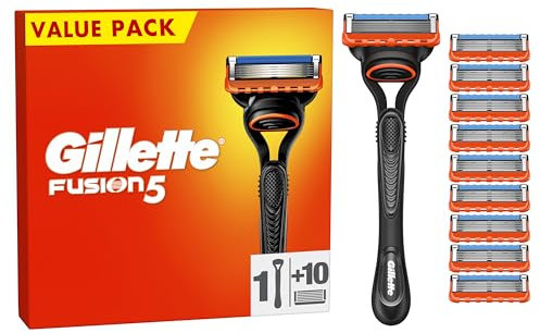 Gillette Fusion5 Razor for Men, 1 Gillette Razor, 10 Blade Refills