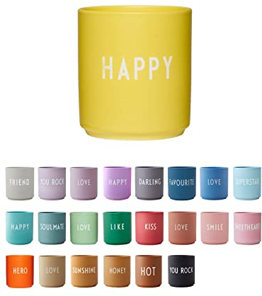 Design Letters Lieblingsbecher Gelb HAPPY Tasse | Weihnachten, Weihnachtsdeko, Weihnachtsgeschenke für Frauen, Männer | Kaffeetassen Weihnachtsgeschenke Kleinigkeiten | Kaffeebecher Porzellan
