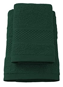 Jenny Sesal Set Asciugamani THE COLORS, Set di due asciugamani da bagno Viso e Ospite VERDE PINO Cotone - Spugna di alta qualità proveniente da Portogallo. Viso: 50x100 cm. Ospite 38x58 cm
