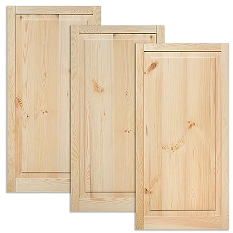 Kassettentür Schranktür Holz RUSTIKAL | 99,3 x 49,4 cm 3-er Pack Set | unbehandelte Holztür aus Kiefernholz im Kolonialstil und Markflecken als Raumteiler Schiebetür für Regale, Schränke, Möbel