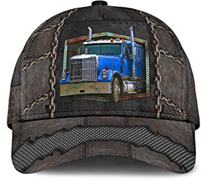 501 Angeln Hüte Blaues LKW-Metallmuster, LKW-Fahrer, Sattelzugfahrer, Geschenkidee, Vintage-Schwarz-Grau Unisex Baseball Kappen Vintage Leicht Abwaschbar Trucker Kappe Für Kletter Outdoor