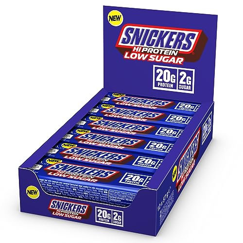 Snickers - Milk Chocolate Low Sugar Protein Bars | 12 x 57g Pack, Only 2g of Sugar per bar, Hi Protein Energy Snack, 20g Protein